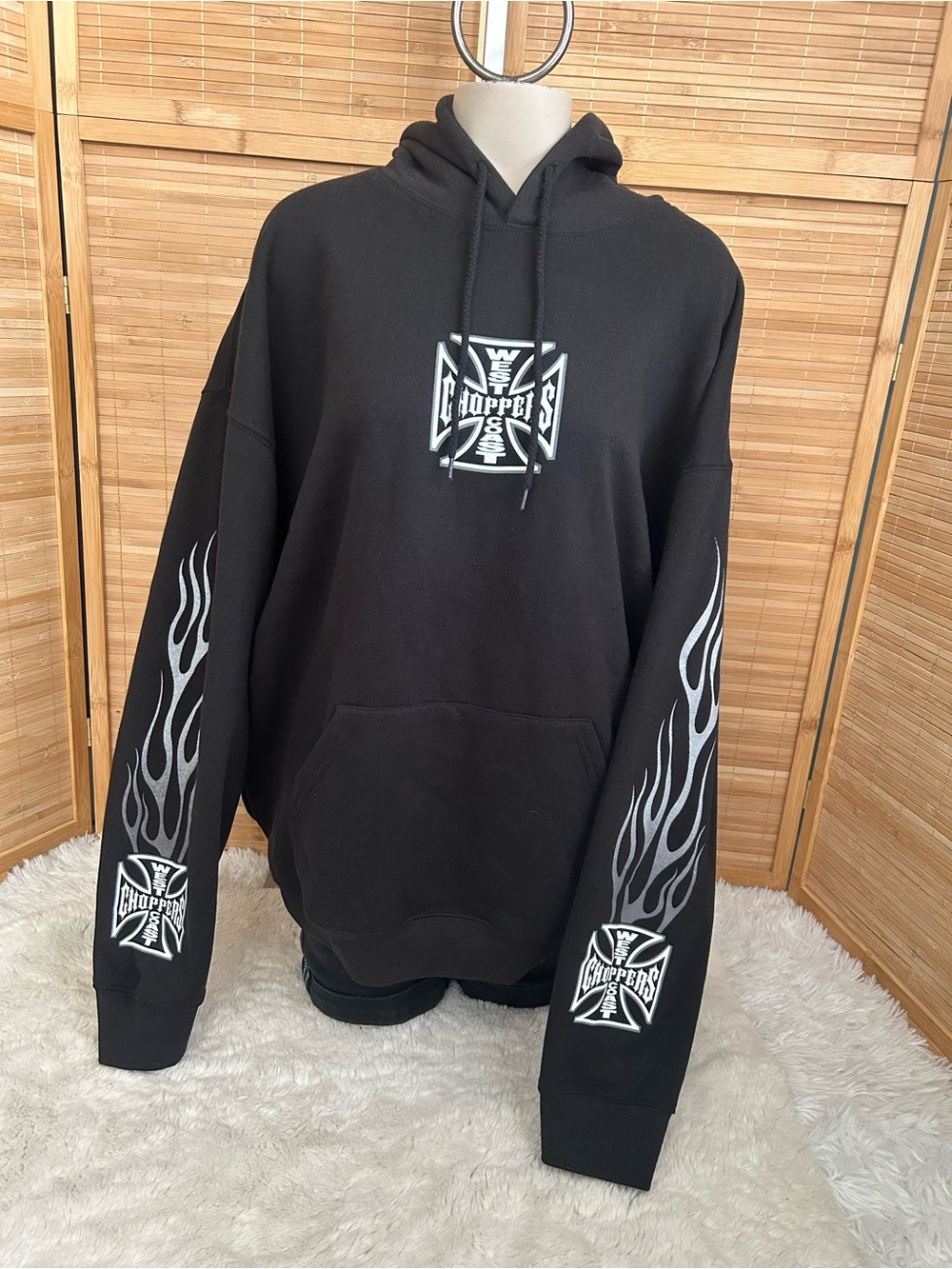 West Coast Choppers Flame Graphic Hoodie sweatshirt Jesse James Y2K XL New